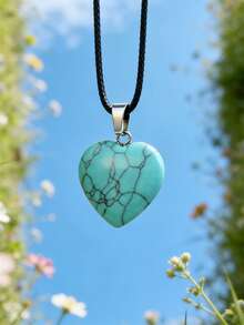 1/40/100pcs Various Natural & Synthetic Crystal Heart Pendant Necklaces - Multicolor - View 16