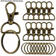 5/10/20/30/45/60pcs D-Shape Swivel Hooks Keychain Clips With Keyring, Hardware For Keychain, Lanyard, Wallet DIY Crafts - Keychain With Ring - View 17