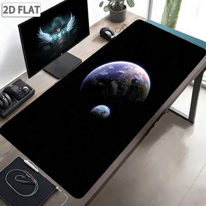 وسادة الفأرة ذات الحافة المقفلة بتصميم الكون والكواكب 2D، كبيرة الحجم وسميكة مع قاعدة مطاطية مانعة للانزلاق، مناسبة للكمبيوتر المحمول والمكتبي والألعاب، سلسة ومتينة، تصميم إبداعي للفضاء العميق