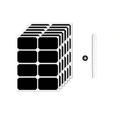 1 Pack (6 Sheets) 48pcs Waterproof, Oil-Proof Black PVC Stickers For Kitchen, And 1 Large White Chalk Marker Bottle For Spice Jar Labels, Bathroom Supplies