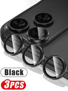 Alloy Black Silver Dark Blue Tempered Glass 3 Packs Camera Lens Protectors Compatible With Iphone 17 Pro/17 Pro Max 9H Tempered Glass Camera Lens Cover Screen Protector With Independent Metal Ring Decorative Accessory Compatible With Phone Cases Spring Gift - Multicolor - View 60