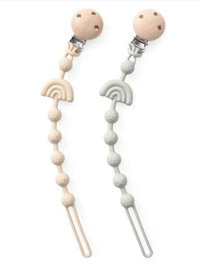 2pcs Baby Silicone Pacifier Clips, Baby Teething Toys Chain Chew Dummy Holder Infant Nipple Holder Baby Accessories