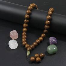Vòng tay Mala thủ công 33 chiếc, 10mm, đá thạch anh tím và gỗ đàn hương, món quà hoàn hảo, kèm hộp quà trang nhã. - màu nâu - Xem 9