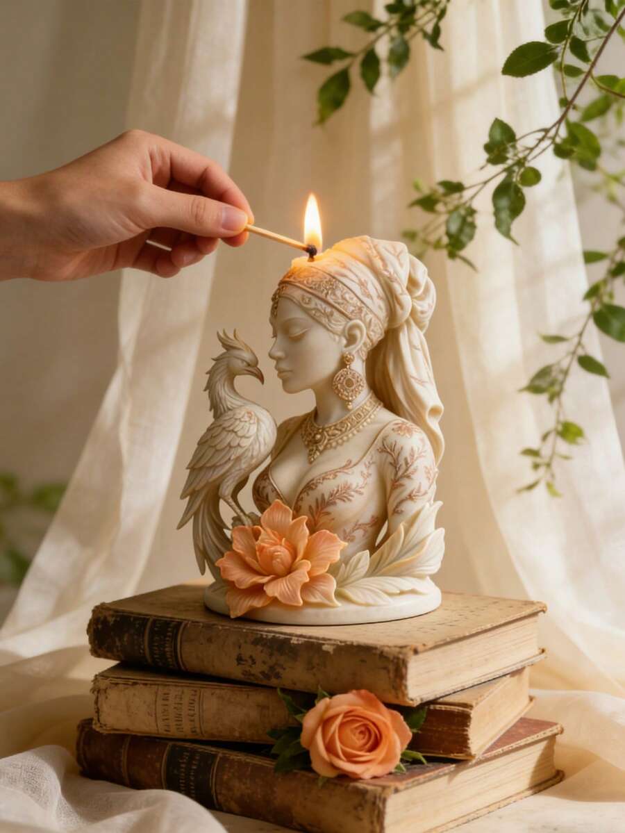 Goddess And Falcon 3D Silicone Candle Mold | DIY Fragrance/Diffuser Stone/Resin Decor | Mysterious Exotic Art Decoration | Silicone - Goddess and Falcon 3D Silicone Candle Mold - View 1