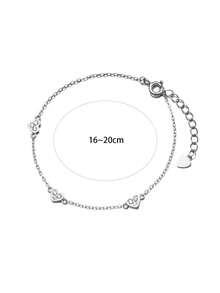 1 chiếc vòng tay bạc S925 Sterling Silver khảm hình trái tim nhỏ nhắn, tinh tế, phong cách thời trang nữ ngọt ngào dễ thương cá tính theo phong cách INS tối giản thanh lịch đa năng món quà trang sức tinh tế - Yêu - Xem 11