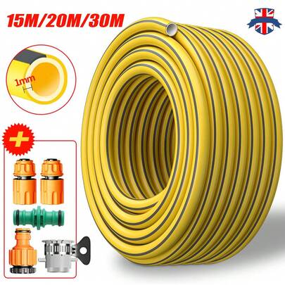 15-30M Heavy Duty Garden Hose Pipe Reel Reinforced Anti-Kink Outdoor Hosepipe