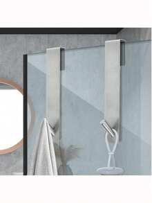 2pcs Silver Shower Door Hooks, Bathroom Extended Door Hooks For Frameless Glass Shower, Stainless Steel Towel Hooks, Heavy Duty Robe Hooks, Towel - View 2