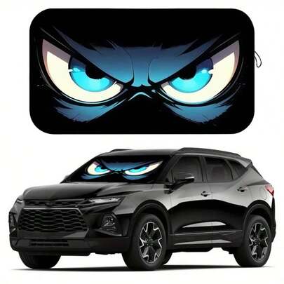 1 pieza Parasol para coche de 150*70cm con diseño de ojo azul, hecho de fibra de poliéster, material aislante y de burbujas, utilizado para el parabrisas para bloquear los rayos UV y mantener tu coche fresco, plegable para un almacenamiento fácil