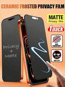 1 miếng dán màn hình chống nhìn trộm 2.5D bằng gốm mờ, tương thích với iPhone 17 Pro Max/17 Pro/17 Air/17/16 Pro Max/16 Plus/16E/15 Pro Max/14/13/12/11/X/XS/XR, phủ toàn màn hình, chống bám vân tay, chống trầy xước, chống sốc, chống nước. - màu đen - Xem 9