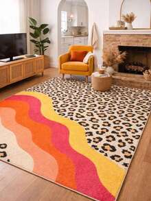 1pc Leopard Print Contrast Color Doormat, Decorative Carpet, Bedroom Decor, Small Rug, Carpet, Home Decor, Living Room Carpet, Small Living Room Rug, Bedroom Rug, Living Room Home Decor, Outdoor Rug, Washable Carpet - Multicolor - View 3