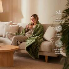 Smart Bamboo: Manta Bubble Hug Suave y Esponjosa Tela Acolchada Ultra Confortable Lavabo Facil Ideal para Sofá o Cama Diseño Abrazable y Antiestrés Bosque Grande - Bosque - Ver 2