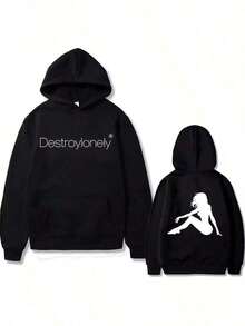Nuevas  de moda de temporada: Sudadera con capucha con estampado 'Rapper Destroy Lonely' para hombre, estilo Hip Hop Playbois Cartis, sudaderas extragrandes, sudadera vintage para hombre, esenciales de moda urbana masculina, sudadera con capucha para mujer, sudaderas para mujer, sudaderas con capucha para hombre, esenciales para hombre. - Negro - Ver 5