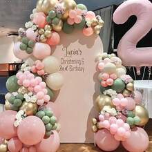 134Pcs Sage Green Pink Balloon Arch Kit,Olive Green Nude Sand White Gold Balloons Set For Bridal Shower Wedding Birthday Baby Shower Boho Party Decoration. - Multicolor - View 6