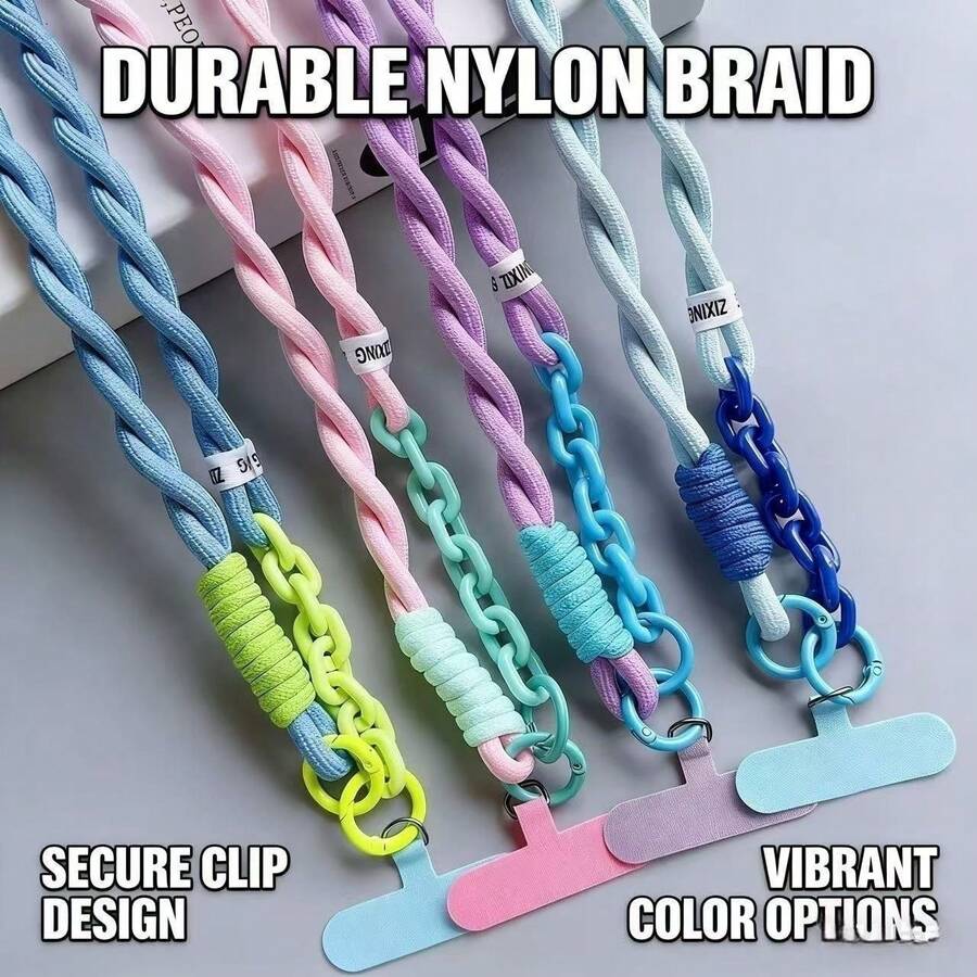 1 pieza Cordón largo para teléfono cruzado, correa ajustable universal para teléfono portátil, soporte de funda para teléfono - Multicolor - Ver 1