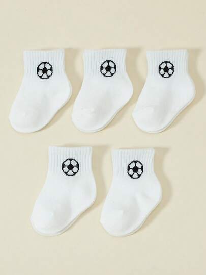 5 Pairs Kids' Breathable Sports Socks - Football Themed Design, Suitable For Casual Wear, Versatile For All Seasons, Soft And Comfortable