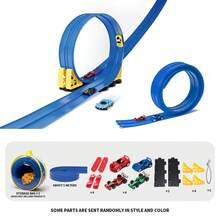 儿童双轨赛车玩具套装，PVC软橡胶轨道可自由弯曲连接，配有2/4辆迷你赛车，无需电池，重力驱动，灵活的赛车轨道玩具，DIY双轨赛车轨道，儿童游戏礼物 - 彩色 - 查看 16