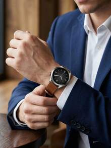 2件套复古棕色真皮表带搭配银色PC表壳，兼容三星Galaxy Watch 4/5/6/7 40mm/44mm，经典真皮表带及表壳，智能手表表带，手表保护套，手表屏幕保护膜，表带配件，智能手表配件 - 棕色 - 查看 6