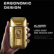 Máy cạo râu điện Kemei KM-T93 mới bằng kim loại với màn hình LED, máy cạo râu sạc điện, thích hợp cho nam giới không có đầu. - Vàng - Xem 7