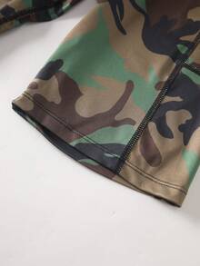 Men's Camouflage Print Letter Basketball Sports Elastic Quick-Dry Breathable Skinny Leggings, Boyfriend Style - Army Green - View 5