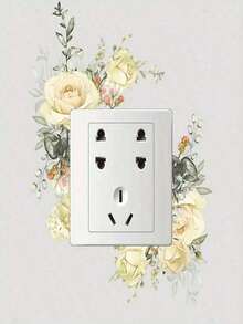 Flower And Plant Pattern Switch Stickers, Decorative Self-Adhesive Light Switch Covers, Easy To Remove Wall Stickers For Bathroom, Bedroom, Living Room, Aesthetic Home Decor Accessories - Yellow - View 2