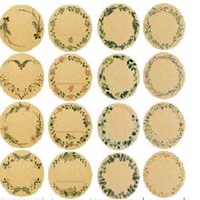 500 Sheets/Roll, 2 Inch/5cm Kraft Paper Stickers, Floral Wreath Pattern Stickers, Canning Labels, Food Storage Labels, Gift Bag Sealing Stickers - Khaki - View 18