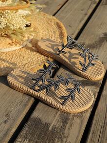 Sandal nữ thời trang mùa hè phong cách boho đính đá hình cánh hoa, kiểu dáng mới, có dây buộc, thích hợp đi biển. - màu đen - Xem 6