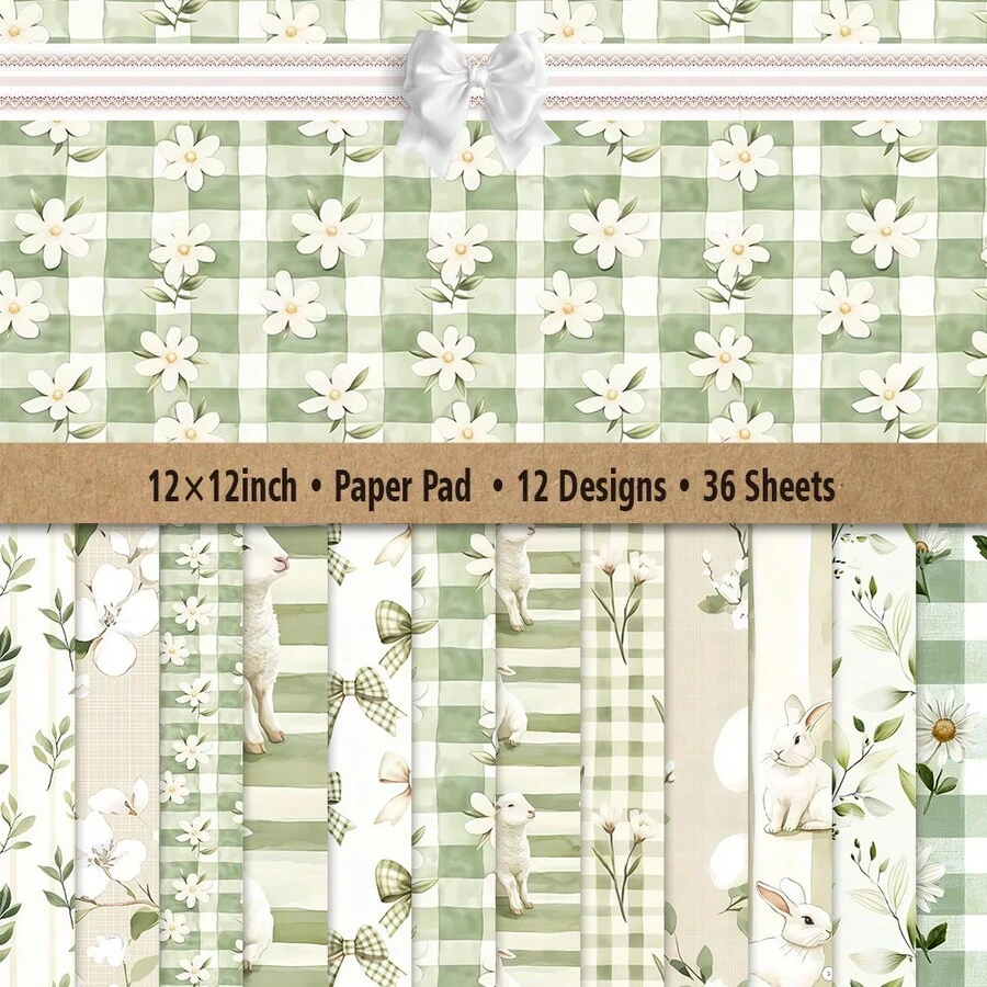 36 Sheets 12* 12'', Pink Rose Valentine's Day Scrapbook Paper Pad, 12 Designs, Art Craft Pattern Paper For Scrapingbook Craft Cardstock Paper, DIY Decorative Background Card Making Supplies - A - View 1