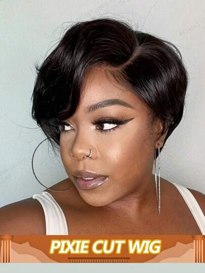 Straight Short Bob Wig 13X4 Lace Wig Prepluck Brazilian Remy Hair Wigs Pixie Cut Wig Transparent Lace Human Hair Wigs For Women