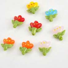 5颗可爱郁金香ins风小红花玻璃珠 DIY手工手链、项链、手机链、首饰制作材料 - 小紅花 - 查看 12