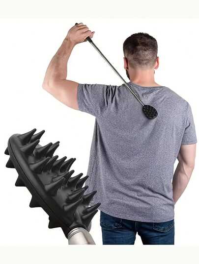 1 pièce Grattoir de dos rétractable en forme de cactus, fabriqué en matériau PVC durable avec des épines, convient aux hommes et aux femmes, utilisation d'une seule main, longueur réglable, masseur de dos portable pour le lit, le canapé et les voyages