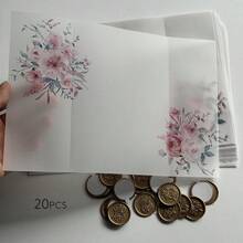 NIEWSPECIAL 20张紫色/粉色/蓝色/橙色水彩花卉带叶子羊皮纸，适用于5x7英寸婚礼请柬、DIY请柬、羊皮纸信封、定制请柬、夏季生日礼物、海滩主题、返校用品、房间装饰 - 粉色 - 查看 11
