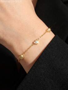 1 chiếc vòng tay bạc S925 Sterling Silver khảm hình trái tim nhỏ nhắn, tinh tế, phong cách thời trang nữ ngọt ngào dễ thương cá tính theo phong cách INS tối giản thanh lịch đa năng món quà trang sức tinh tế - Yêu - Xem 10