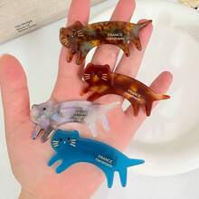 4pcs/1pc Korean Cute Acetate Cat Hair Clips, Side Clips, Bangs Clips For Women, New Design,Hair Claws,Bobby Pin - Cat - View 10