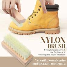 Enhon 5 Piece Suede And Nubuck Cleaning Kit With Brass & Nylon Brushes, 2 Suede Eraser, Microfiber Towel For Shoes, Boots, Bags, Coats Durable Cleaning & Care Kit - 1 - View 2