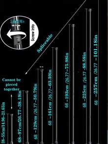 1pc 15.75-74.8 Inch Adjustable Stainless Steel Closet Rod, Shower Curtain Rod, Closet Rail, Tension Rod, Wardrobe Rod, For Hanging Clothes, Heavy Duty Closet Rod, Black Metal Closet Rod, Diameter 2.5CM, Black/Silver Shower Curtain Rod - Silver - View 4