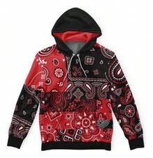 Kangaroo Hoodie Paisley Scarf Kerchief Bandana Md01 - 紅色 - 查看 1