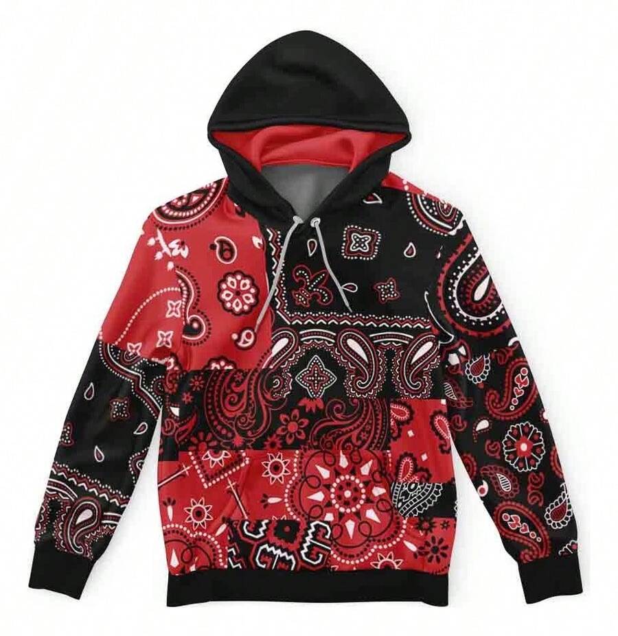 Kangaroo Hoodie Paisley Scarf Kerchief Bandana Md01 - 紅色 - 查看 1