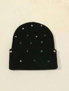 1Pc Men Punk Rivet Beanie Knit Hat,Goth Gothic Skull Caps Winter Warm Beanies Cap Men,Suitable Street Wear.Fall - 多色 2 - 查看 8