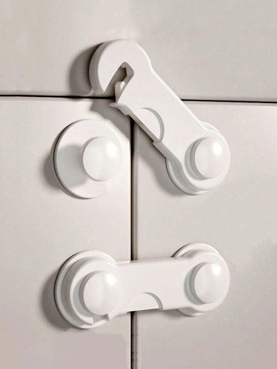 2pcs Multi-Function Anti-Pinch Hand Safety Lock, Refrigerator Drawer Anti-Opening Protector Lock, Lock Protector, Cabinet Wardrobe Safety Lock, Door Lock, Used For Unlocking Refrigerator Drawers Anti-Pinch, Easy Installation, No Need To Drill Cabinets And Doors, Anti-Pinch Handle, Durable Plastic, Suitable For Refrigerator, Drawers, Kitchen And Bathroom, Bathroom Safety Lock