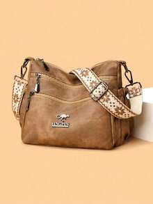 Dedoo Middle-Aged Women's Soft Material Crossbody Bag, New Spring/Autumn Fashion Shoulder Bag - Brown - View 3