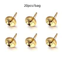 20/100个/包 3-10毫米不锈钢珍珠耳钉，珍珠耳钉背托，低过敏性耳针，适用于DIY珠宝制作 - 珍珠耳針 - 查看 18