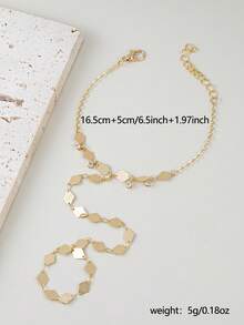 1 chiếc vòng tay dây mảnh hình học tối giản đính đá Cubic Zirconia, phụ kiện thanh lịch dành cho nữ giới đeo hàng ngày, hẹn hò, dự tiệc, trang sức thời trang. - Vàng - Xem 6
