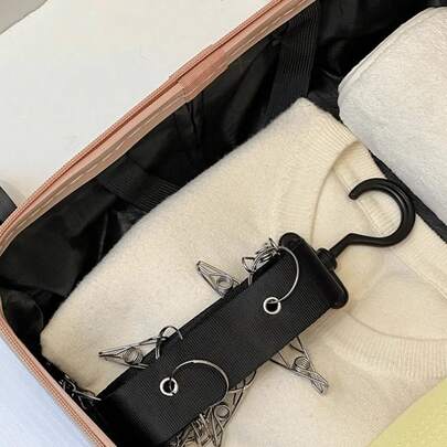 1pc Baseball Cap Holder With 8 Clips, Hat Storage Rack For Closet, Holds Up To 16 Hats, Adjustable, Space-Saving, Foldable, Portable Hat Organizer Solution, Easy Access, Multiple Installation Options, Keeps Caps Neat & Visible, Suitable For Home Organization, Fashion Accessories Collection, Can Be Installed On Door/Wall, Applicable For Wardrobe, Gym Locker, Camping Gear, RV, Office, Garage, Dorm