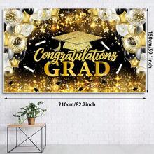 1 Stück Abschlussfeier Banner 2026 Schwarz und Gold - Glückwunsch Absolvent Banner für Partydekorationen, großer Glückwunsch Abschlussjahrgang 2026 Hintergrund - Übersicht 5