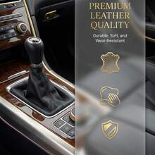CARSUN Stitched Leather Gear Shift Knob Cover, High-End Quality Precise Fit, Non-Slip Wear-Resistant Protective Sleeve, Car Interior Modification Accessory, Universal Fit For Manual & Automatic Transmission Gear Shift, Scratch & Sweat Resistant Gear Shift Protector, Durable And Easy To Clean Gear Shift Cover - A - View 2