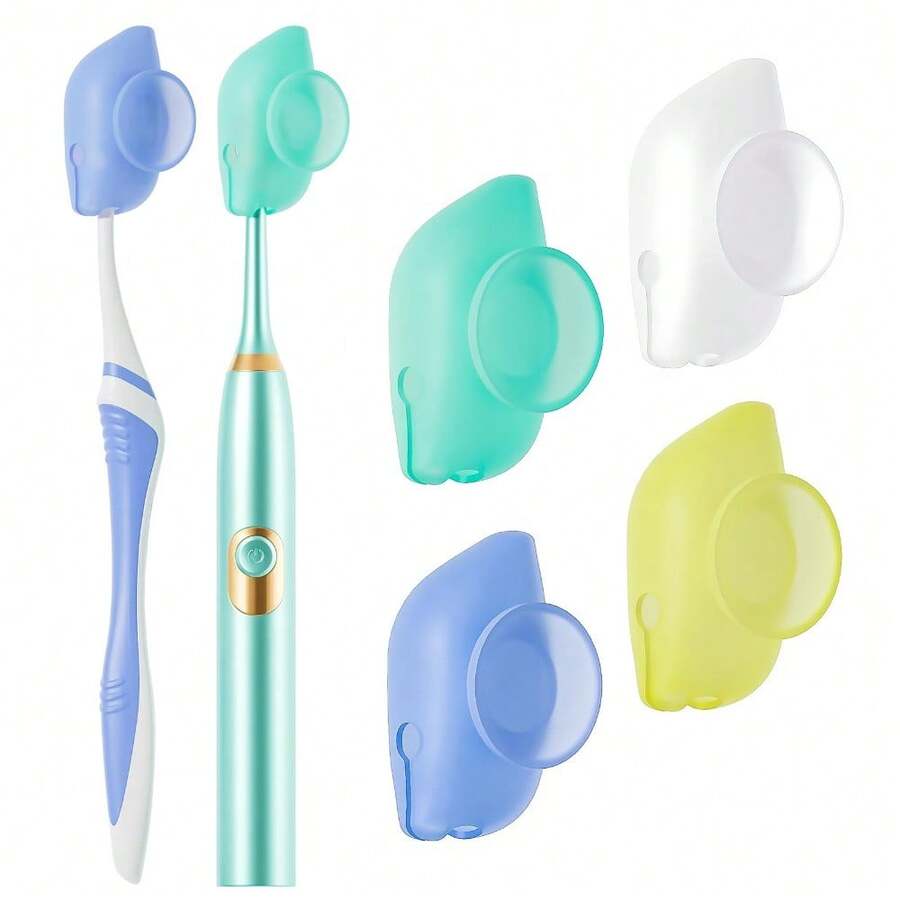 4 Pack Silicone Toothbrush Covers With Suction Cup, Travel Tooth Brush Cover Cap Case, Fits Most Electric And Manual Toothbrushes, For Travel Or Home (Blue) - Mint - View 1