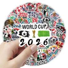 FIFA 足球賽主題貼紙套組，多圖案組合裝飾貼紙，球迷個性化DIY小物，適用於行李裝飾、日常用品個性化點綴、滑板裝飾、手帳裝飾、筆記本裝飾，世界盃周邊居家裝飾 - 50pcs - 查看 2