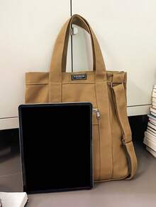 Retro Fashion Men's Tote Bag, Large Capacity Japanese Style Shoulder Bag, Suitable For Work, School, Vacation, Commuting, Can Be Worn Crossbody Or As A Backpack, Essential For Back To School Canvas Tote - Multicolor - View 5