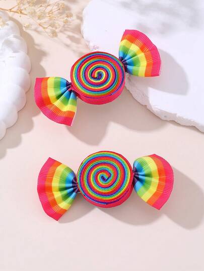 2pcs/Set Cute Colorful Candy Shaped Hair Clips Set, Sweet Princess Hair Accessories Gift For Girls