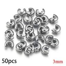 50个/包 3mm 4mm 5mm 圆形盖珠 压接端珠 止珠 端盖 间隔珠 用于DIY珠宝制作配件 - 夾珠 - 查看 9